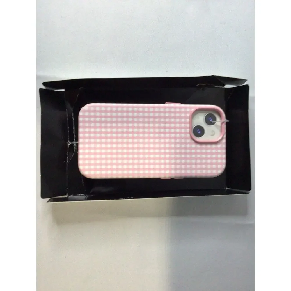 Hello Lux Pink Gingham iPhone Case for 13/14/15/16E